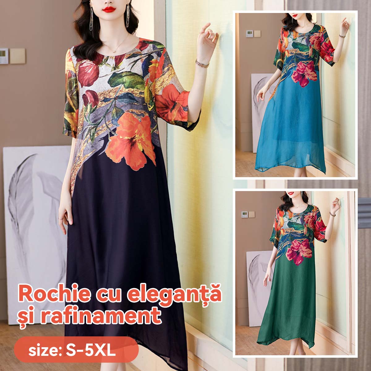 👗【M-5XL】Rochie elegantă imprimată